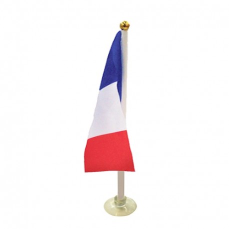 10 drapeaux France de 21 x 14cm sur hampe avec ventouse de 32cm -  bois/tissu - Décors du monde
