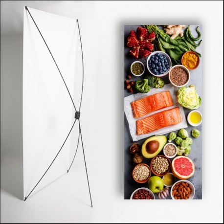 Kakemono Gastronomie 1 - 180 x 80 cm - Toile M1 avec structure  X- Banner