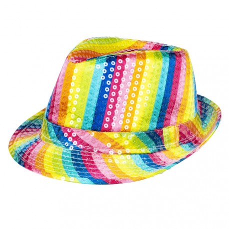 Chapeau à sequins multicolores - Taille adulte - polyester