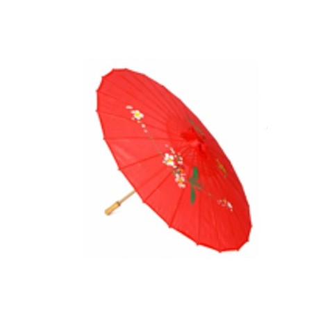 Ombrelle rouge - bambou/tissus- L 53cm - Diam. 80cm