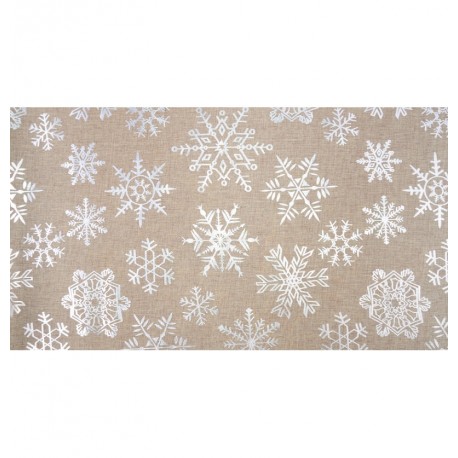 Chemin de table burlap flocons métal argent 28cm x 5m