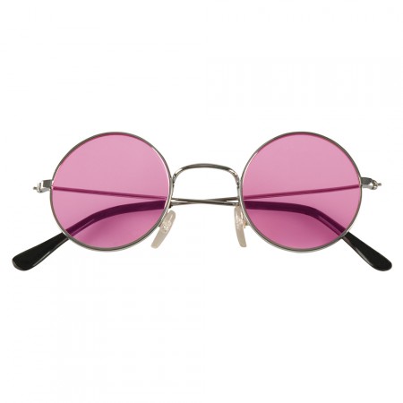 Paire de lunettes rondes verre rose en métal - Taille adulte