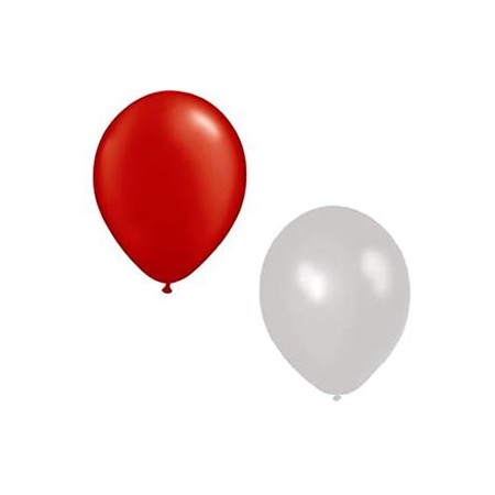 Ballon rouge et blanc x6 - Diam. 29cm