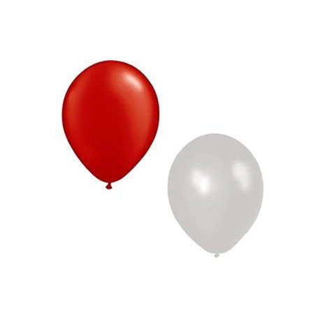 Ballon rouge et blanc x6 - Diam. 29cm