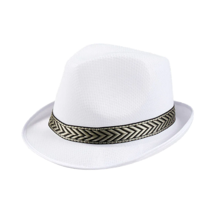 Chapeau Funky blanc - Polyester / Taille Adulte - haut 13 cm diam 29 cm