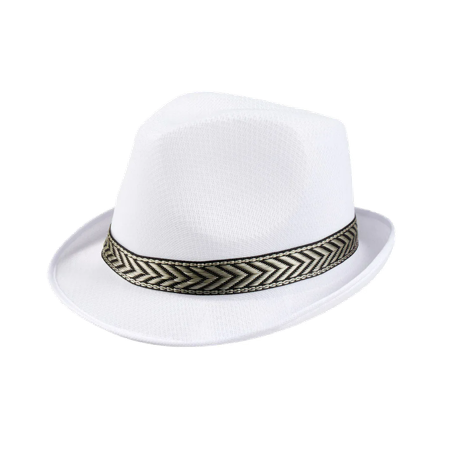 Chapeau Funky blanc - Polyester / Taille Adulte - haut 13 cm diam 29 cm