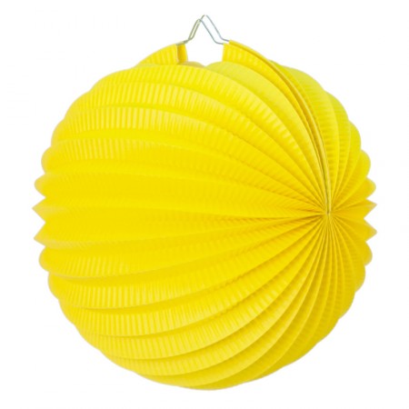 Lampion rond jaune papier - Diam. 20cm