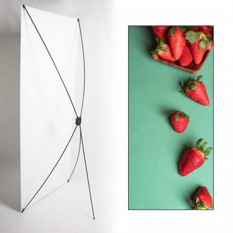 Kakemono Fruits Fraise - 180 x 80cm -Toile M1 avec structure X- Banner