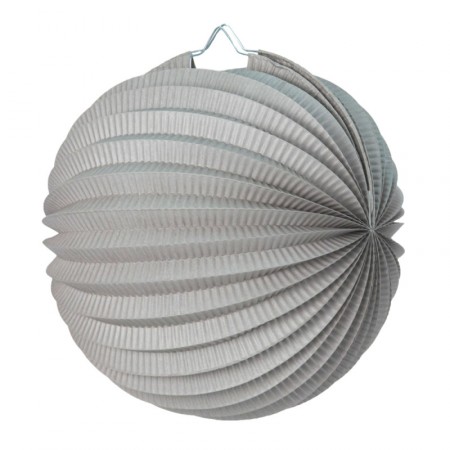 Lampion rond gris papier - Diam. 20cm