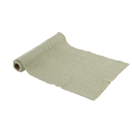 Chemin de table gaze de coton vert sauge - 30cm x 3m