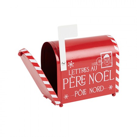 Boîte aux lettres du Père Noël métal rouge - 14,5 x 14 x 7,5cm