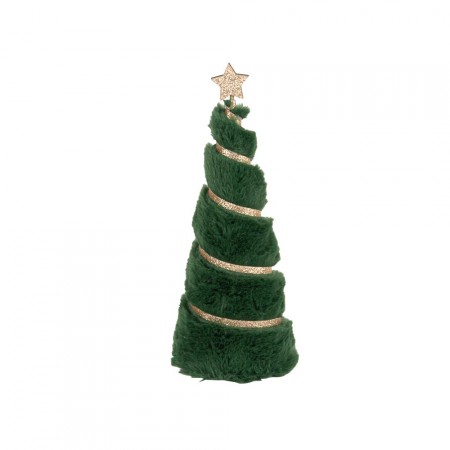 Sapin fausse fourrure vert et or - 9 x 23,5cm