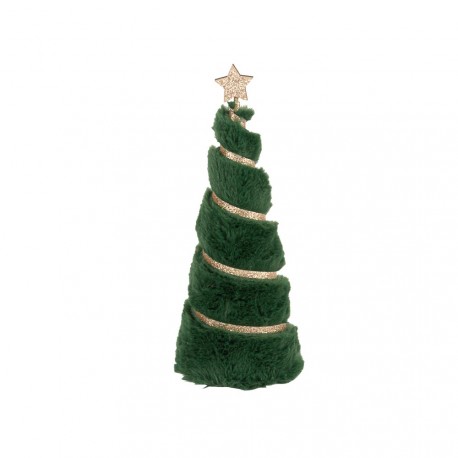 Sapin fausse fourrure vert et or - 9 x 23,5cm