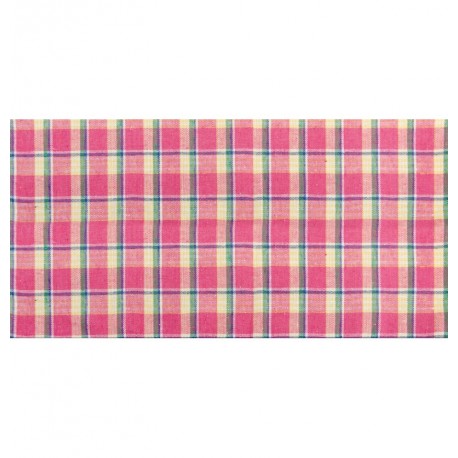 Chemin de table en lin madras fuchsia 28cm x 5m