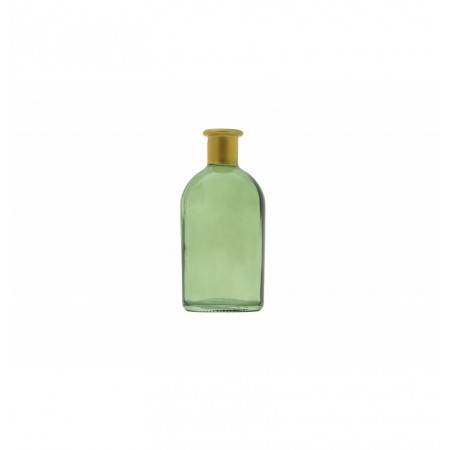 Vase en verre vert olive  et  or - 6,5x13 cm