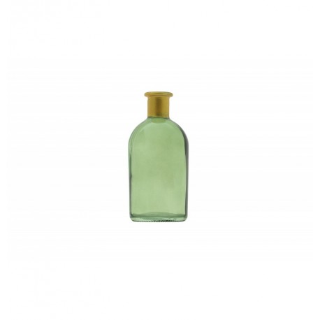 Vase en verre vert olive  et  or - 6,5x13 cm