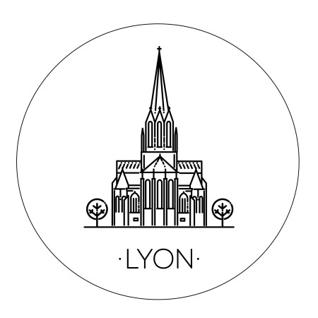 Badge métallique LYON - Diam 65mm