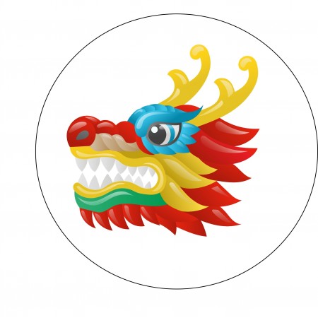 Badge métallique Dragon - Diam 65mm