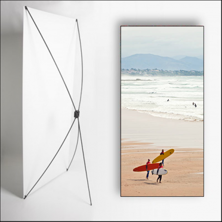 Kakemono Pays Basque Surf - 180 x 80cm -Toile M1 avec structure X- Banner