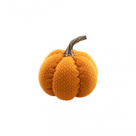 Citrouille en tissu tricot orange - 13 x 12cm