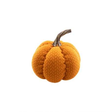 Citrouille en tissu tricot orange - 13 x 12cm