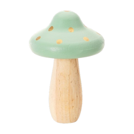 Champignon en bois vert et pois Or 10,5 x 15,5cm