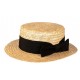 Chapeau Canotier en paille avec ruban noir