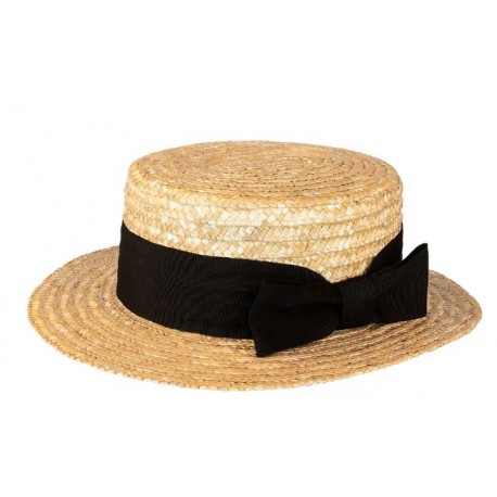 Chapeau Canotier en paille avec ruban noir