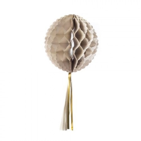 Boule alvéolée grise avec tassel - Diam. 30 cm