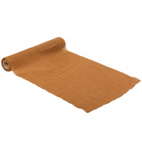 Chemin de table mousseline Cognac 28cm x 5m