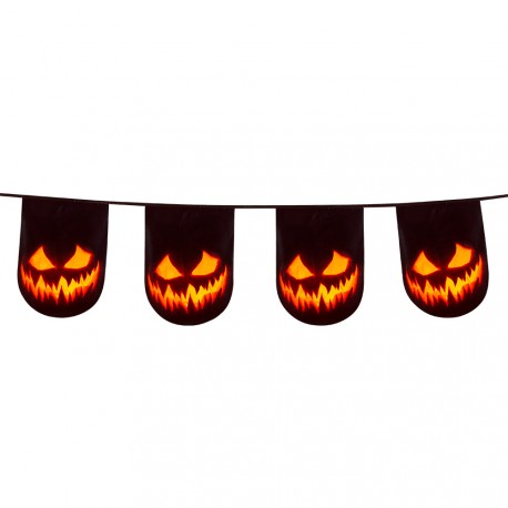 Guirlande Creepy Pumpkin fanions 27 x 20cm plastique - Long. 600cm