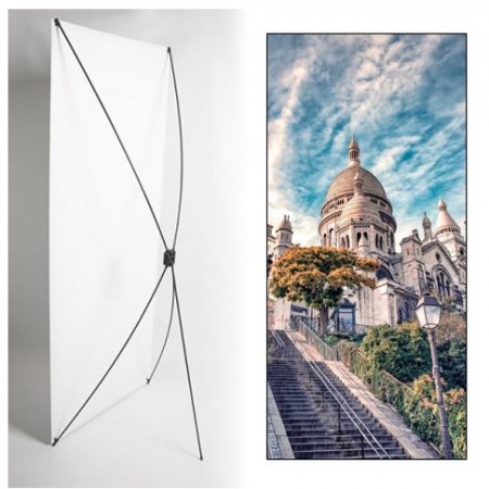 Kakemono Paris Montmartre - 180 x 80 cm - Toile M1 avec structure  X- Banner