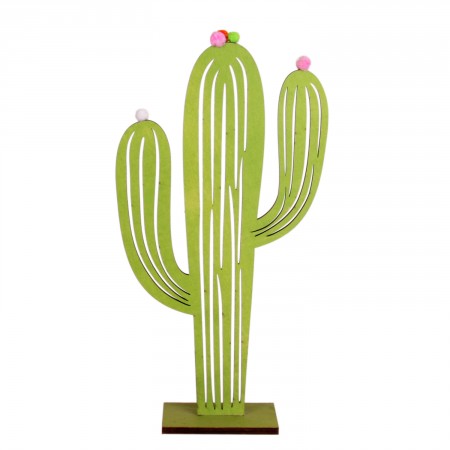 Cactus sur pied en feutre et bois  - Haut 30cm