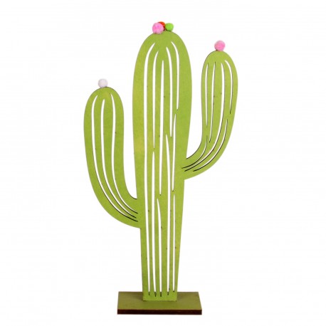 Cactus sur pied en feutre et bois  - Haut 30cm