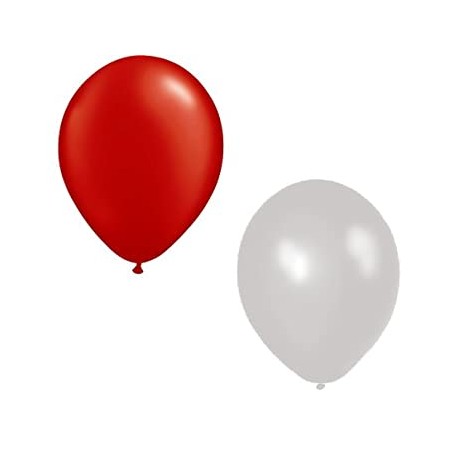 Ballon blanc et rouge x8 - Diam. 29cm