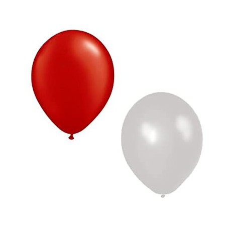 Ballon blanc et rouge x8 - Diam. 29cm