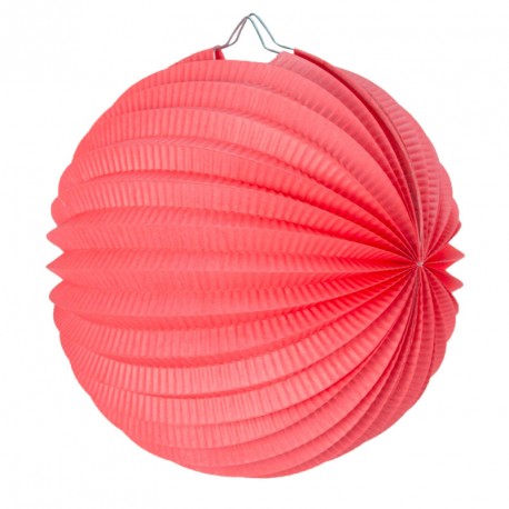 Lampion rose rond corail papier - Diam. 30cm