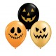 Sachet de 8 ballons noir et orange motifs Halloween / Diam. 29 cm