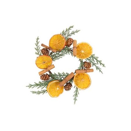 Couronne de Sapin, Oranges Séchées, Cannelle et Pomme de Pin Ø20cm