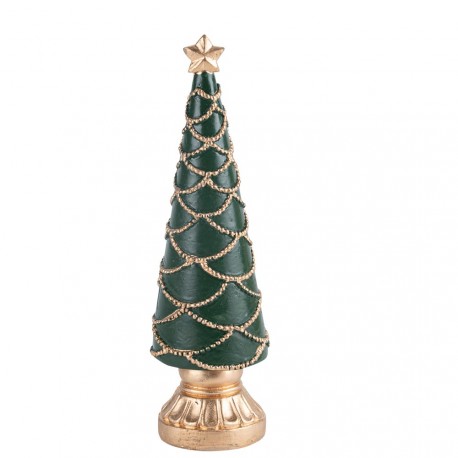 Sapin vert et or en résine sur socle 6 x 20cm