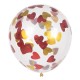 Set 5 Ballons de confettis en latex cœurs rouge/or (Ø 30 cm)