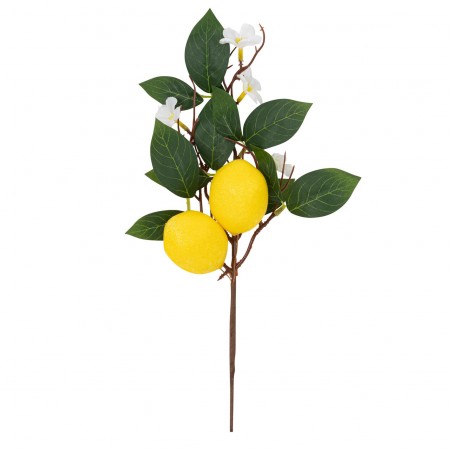 Branche de citrons fleurs et feuillage 32cm