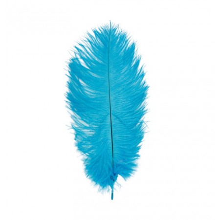 Sachet de 5 plumes d'autruche turquoise / 20 à 25 cm