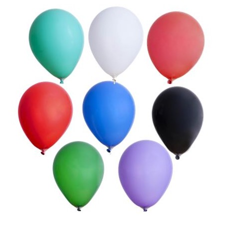 Ballon multicolore x8 29cm (vert-bleu-violet-noir-blanc-rouge-corail-vert jade)