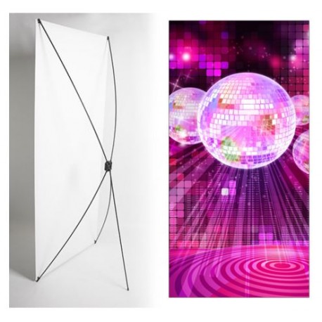 Kakemono Disco - 180 x 80 cm -Toile M1 avec structure X- Banner